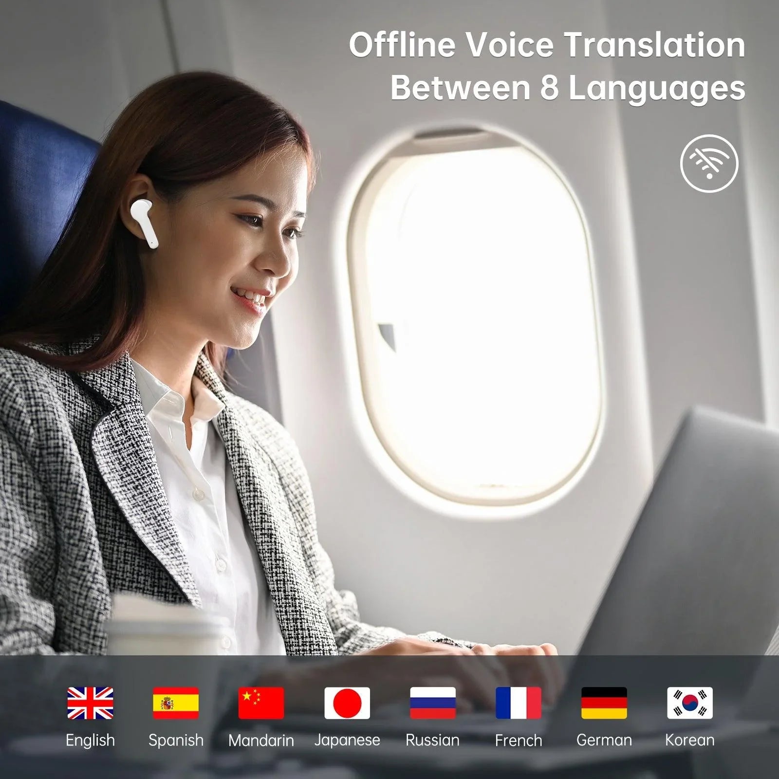 Polyverus® M6 AI Language Translator Earbuds – Instant 144-Language Translation